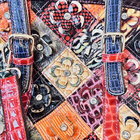 Segater Genuine Leather flower Large Shoulder Bag Crossbody Tote Patchwork Boho - Picture 7 of 12